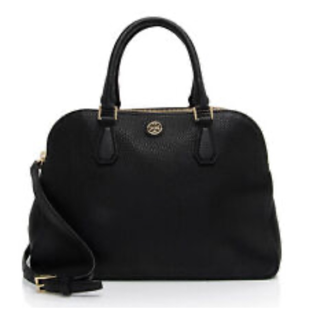 Tory Burch Double Zip Black black Pebbled Leather Bag